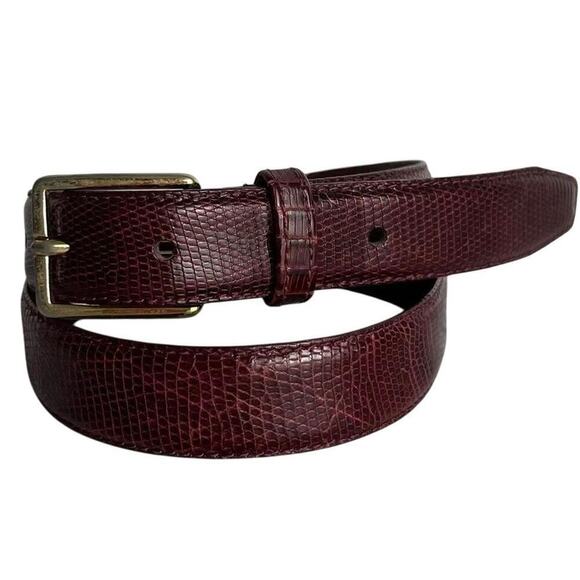 Austin Grey Belt Sz 30 Genuine Lizard Burgundy 1 Inch Wide Minor Wear - Picture 1 of 13